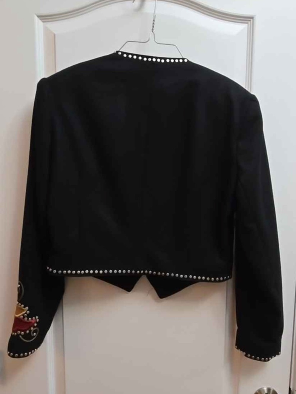 Double D Ranch Black Embroidered Wool Appliqué Western Crop Jacket Size M - Picture 3 of 4